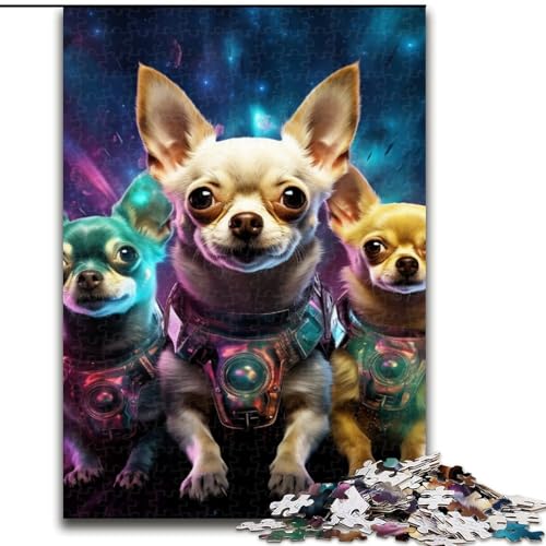 Puzzle 1000 Teile für Erwachsene, Bunte Chihuahua-Puzzles aus Holz, farbenfrohe Heimdekoration und interaktives Familienspiel, 1000 Stück(50x75cm) von LiJianXXE
