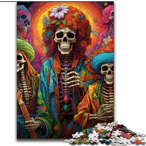 Puzzle 1000 Teile für Erwachsene, Bunte Totenkopf-Puzzle aus Holz, farbenfrohe Heimdekoration und interaktives Familienspiel, 1000 Teile(50x75cm) von LiJianXXE