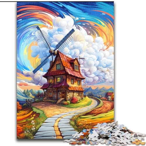 Puzzle 1000 Teile für Erwachsene, Bunte Windmühlen-Puzzles aus Pappe, ideal für Büro, Schlafzimmer, Wohnzimmer-Dekor, 1000 Stück(26x38cm) von LiJianXXE