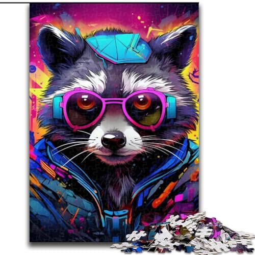 Puzzle 1000 Teile für Erwachsene, Bunter Waschbär, aus Holz, perfekte Dekoration für Zuhause oder das Büro, 50x75cm, für Geburtstage, Feiertage, Weihnachten, Halloween Puzzle 1000 Teile für Erwachsene, Bunter Waschbär, aus Holz, perfekte Dekoration für Zuhause oder das Büro, 50x75cm, für Geburtstage, Feiertage, Weihnachten, Halloween von LiJianXXE