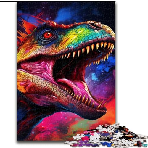 Puzzle 1000 Teile für Erwachsene, Dinosaurier-Kunst aus Holz, einzigartige DIY-Heimdekor-Geschenkidee, 50x75cm, anspruchsvolles Denkspiel – entspannendes Spielzeug für Teenager von LiJianXXE