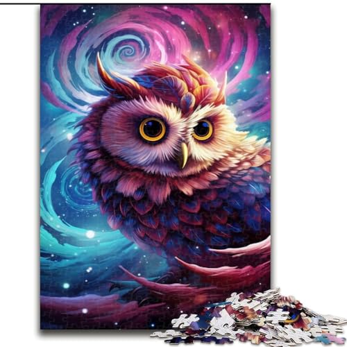 Puzzle 1000 Teile für Erwachsene, Fantasy Art Eulen-Puzzle aus Holz, ideal für Büro, Schlafzimmer, Wohnzimmer-Dekor, 1000 Stück(50x75cm) von LiJianXXE