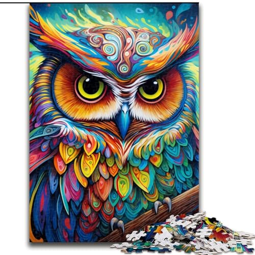 Puzzle 1000 Teile für Erwachsene, Fantasy Art Owl Puzzle aus Pappe, Spielzeug, Geschenk, pädagogisches intellektuelles Dekomprimierungsspaß-Familienspiel, 1000 Teile(26x38cm) von LiJianXXE
