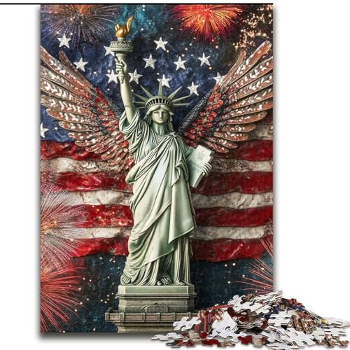 Puzzle 1000 Teile für Erwachsene, Freiheitsstatue, anspruchsvoll und schwierig mit vollständig ineinandergreifenden, zufällig geformten Teilen (Größe 26x38cm) von LiJianXXE