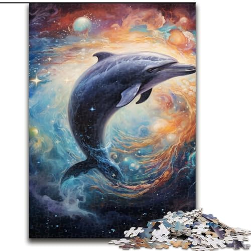 Puzzle 1000 Teile für Erwachsene, Galaxie-Delfin-Puzzle aus Holz, anspruchsvolles Denkspiel für Teenager, Spaß für den Familienspieleabend, 1000 Teile(50x75cm) von LiJianXXE