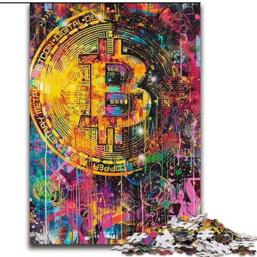 Puzzle 1000 Teile für Erwachsene, Geschenke, Bitcoin-Graffiti, für und ab 14 Jahren, pädagogisches Lernspielzeug, Familienspiele, Geburtstagsgeschenk (Größe 50x75cm) von LiJianXXE