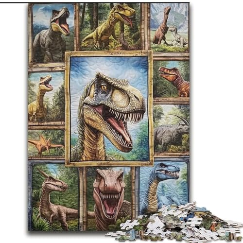 Puzzle 1000 Teile für Erwachsene, Geschenke, Dinosaurier-Collage, für und ab 14 Jahren, pädagogisches Lernspielzeug, Familienspiele, Geburtstagsgeschenk (Größe 26x38cm) von LiJianXXE