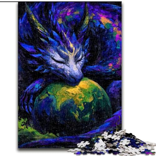 Puzzle 1000 Teile für Erwachsene, Geschenke, Drache und Erde, für und ab 14 Jahren, pädagogisches Lernspielzeug, Familienspiele, Geburtstagsgeschenk (Größe 26x38cm) von LiJianXXE