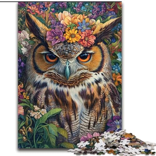 Puzzle 1000 Teile für Erwachsene, Geschenke, Eulenblumen, für und ab 14 Jahren, pädagogisches Lernspielzeug, Familienspiele, Geburtstagsgeschenk (Größe 26x38cm) von LiJianXXE
