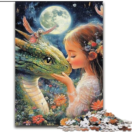 Puzzle 1000 Teile für Erwachsene, Geschenke, Fliegender Drache und kleines Mädchen, für und ab 14 Jahren, pädagogisches Lernspielzeug, Familienspiele, Geburtstagsgeschenk (Größe 50x75cm) von LiJianXXE
