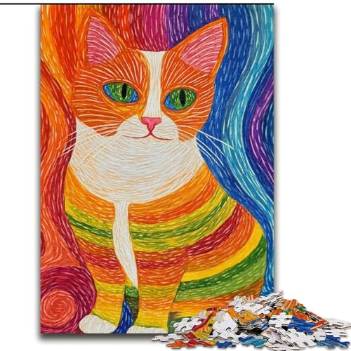 Puzzle 1000 Teile für Erwachsene, Geschenke, Garnkatze, für und ab 14 Jahren, pädagogisches Lernspielzeug, Familienspiele, Geburtstagsgeschenk (Größe 50x75cm) von LiJianXXE