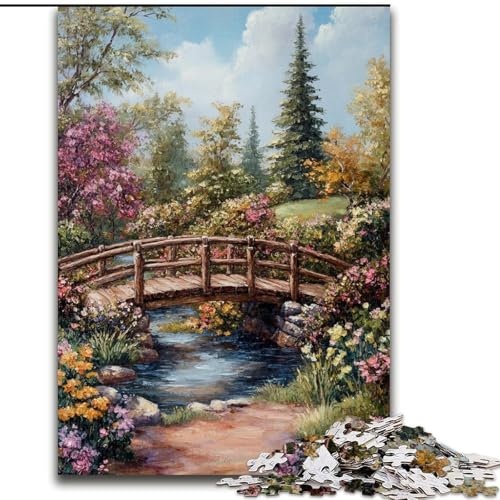 Puzzle 1000 Teile für Erwachsene, Geschenke, Herbst-Holzbrücke, Lernspielzeug ganze Familie (Größe 26x38cm) von LiJianXXE