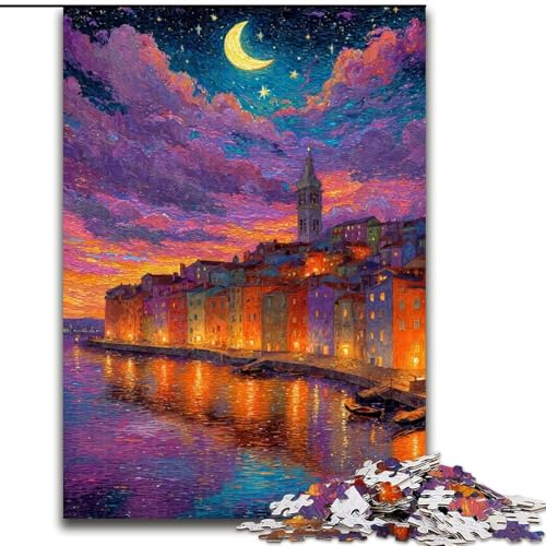 Puzzle 1000 Teile für Erwachsene, Geschenke, Italien unter dem Nachthimmel, für und ab 14 Jahren, pädagogisches Lernspielzeug, Familienspiele, Geburtstagsgeschenk (Größe 50x75cm) von LiJianXXE