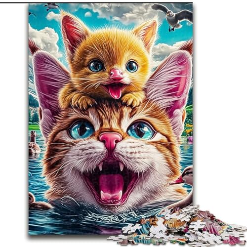 Puzzle 1000 Teile für Erwachsene, Geschenke, Katzen und Kätzchen, Elefantenspielzeug, Denkspiel, Geburtstagsgeschenk, Geschenke, Wandkunst für Kinder ab 14 Jahren (Größe 26x38cm) von LiJianXXE