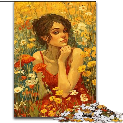 Puzzle 1000 Teile für Erwachsene, Geschenke, Mädchen im Wildblumensommer, für und ab 14 Jahren, pädagogisches Lernspielzeug, Familienspiele, Geburtstagsgeschenk (Größe 50x75cm) von LiJianXXE