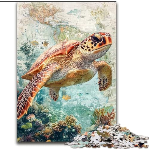 Puzzle 1000 Teile für Erwachsene, Geschenke, Meeresschildkröte, für und ab 14 Jahren, pädagogisches Lernspielzeug, Familienspiele, Geburtstagsgeschenk (Größe 50x75cm) von LiJianXXE
