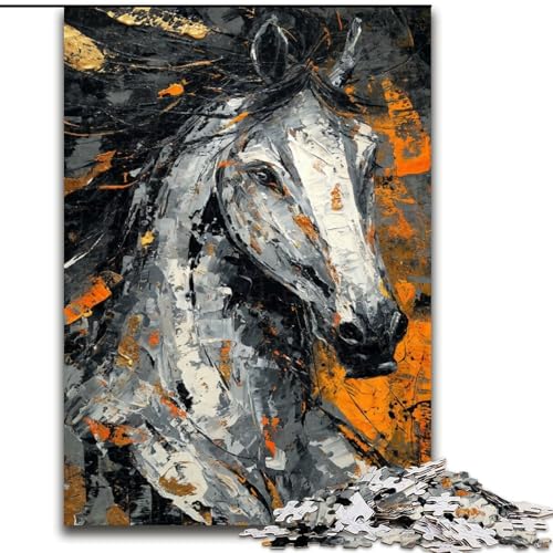 Puzzle 1000 Teile für Erwachsene, Geschenke, Schwarzes Goldenes Pferd, für und ab 14 Jahren, pädagogisches Lernspielzeug, Familienspiele, Geburtstagsgeschenk (Größe 50x75cm) von LiJianXXE