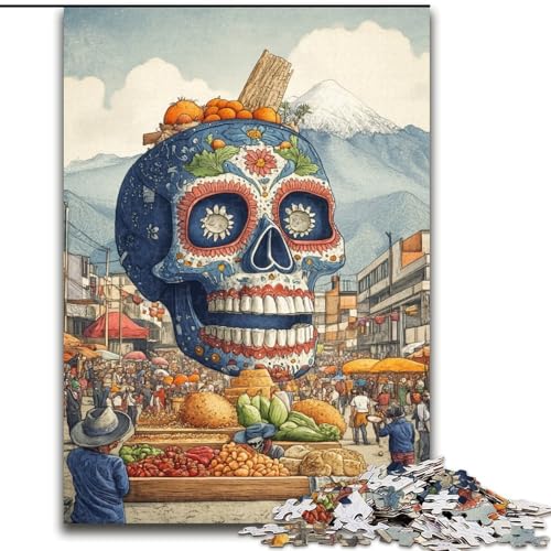 Puzzle 1000 Teile für Erwachsene, Geschenke, Totenkopf im mexikanischen Stil, Elefantenspielzeug, Denkspiel, Geburtstagsgeschenk, Geschenke, Wandkunst für Kinder ab 14 Jahren (Größe 50x75cm) von LiJianXXE