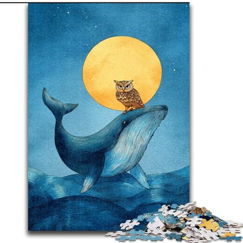 Puzzle 1000 Teile für Erwachsene, Geschenke, Wale und Eulen, Elefantenspielzeug, intellektuelles Spiel, Geburtstagsgeschenk, Geschenke, Wandkunst für Kinder ab 14 Jahren (Größe 50x75cm) von LiJianXXE