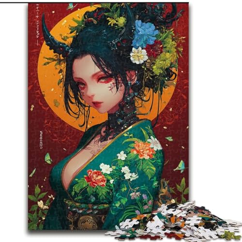 Puzzle 1000 Teile für Erwachsene, Geschenke, japanische Geisha-Anime, Elefantenspielzeug, intellektuelles Spiel, Geburtstagsgeschenk, Geschenke, Wandkunst für Kinder ab 14 Jahren (Größe 50x75cm) von LiJianXXE
