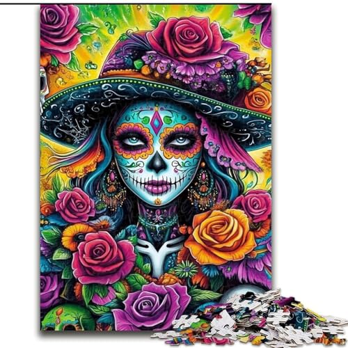 Puzzle 1000 Teile für Erwachsene, Geschenke, mexikanische Totenkopfmädchen, Elefantenspielzeug, intellektuelles Spiel, Geburtstagsgeschenk, Geschenke, Wandkunst für Kinder ab 14 Jahren (Größe 26x38cm) von LiJianXXE
