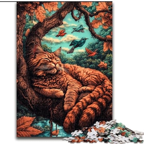 Puzzle 1000 Teile für Erwachsene, Geschenke Katze im Baum, Elefantenspielzeug, Denkspiel, Geburtstagsgeschenk, Geschenke, Wandkunst für Kinder ab 14 Jahren (Größe 50x75cm) von LiJianXXE