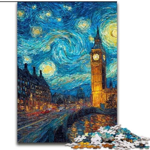 Puzzle 1000 Teile für Erwachsene, Geschenke London unter dem Nachthimmel, für und ab 14 Jahren, pädagogisches Lernspielzeug, Familienspiele, Geburtstagsgeschenk (Größe 50x75cm) von LiJianXXE