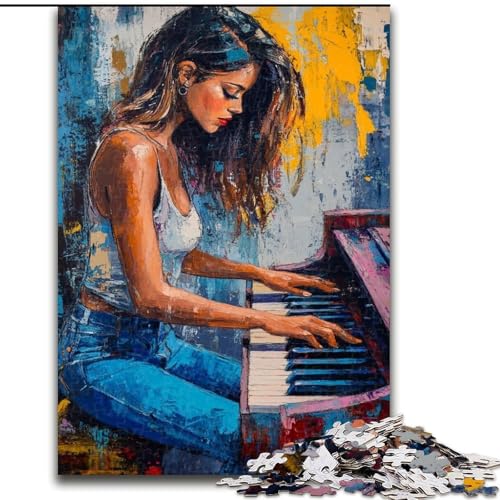 Puzzle 1000 Teile für Erwachsene, Geschenke für Frauen, die Klavier Spielen, entspannendes intellektuelles Lernspielzeug, Geburtstagsgeschenk, Geschenke (Größe 26x38cm) von LiJianXXE