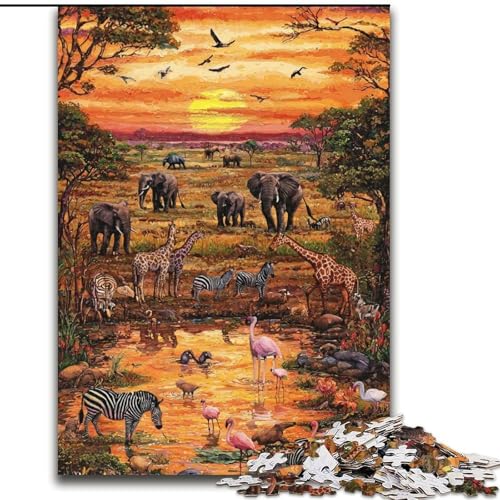 Puzzle 1000 Teile für Erwachsene, Geschenke zur afrikanischen Tierwelt, Elefantenspielzeug, Denkspiel, Geburtstagsgeschenk, Geschenke, Wandkunst für Kinder ab 14 Jahren (Größe 50x75cm) von LiJianXXE