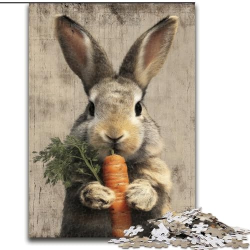 Puzzle 1000 Teile für Erwachsene, Geschenke: Kaninchen isst Karotte, für und ab 14 Jahren, pädagogisches Lernspielzeug, Familienspiele, Geburtstagsgeschenk (Größe 50x75cm) von LiJianXXE
