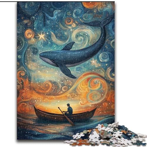 Puzzle 1000 Teile für Erwachsene, Geschenke: Wale im Weltraum, Elefantenspielzeug, Denkspiel, Geburtstagsgeschenk, Geschenke, Wandkunst für Kinder ab 14 Jahren (Größe 26x38cm) von LiJianXXE