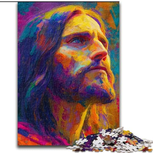 Puzzle 1000 Teile für Erwachsene, Jesus-Kunst, anspruchsvoll und schwierig mit vollständig ineinandergreifenden, zufällig geformten Teilen (Größe 50x75cm) von LiJianXXE