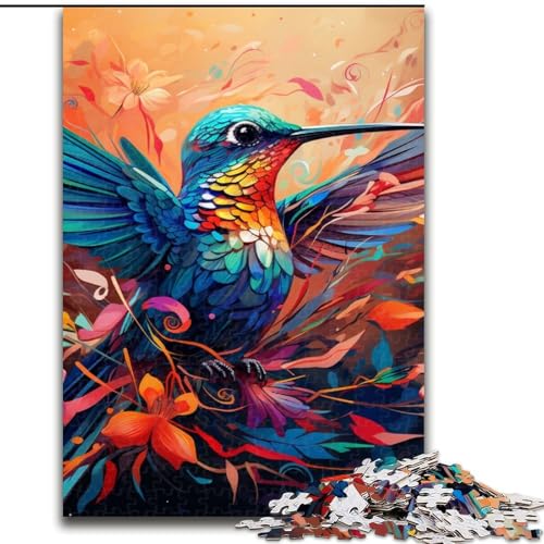 Puzzle 1000 Teile für Erwachsene, Kolibri-Kunst aus Holz, einzigartige DIY-Geschenkidee zur Heimdekoration, 50x75cm, anspruchsvolles Denkspiel – entspannendes Spielzeug für Teenager von LiJianXXE
