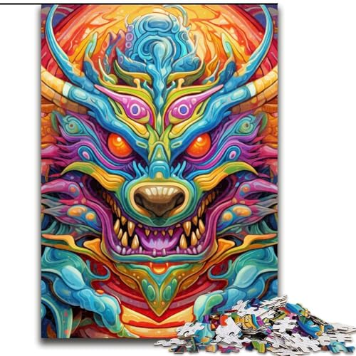 Puzzle 1000 Teile für Erwachsene, Kunst, Fliegende Drachen, Puzzle aus Holz, Entspannung und Herausforderung, farbenfrohe Kunst zur Heimdekoration, Freunde, 1000 Teile(50x75cm) von LiJianXXE