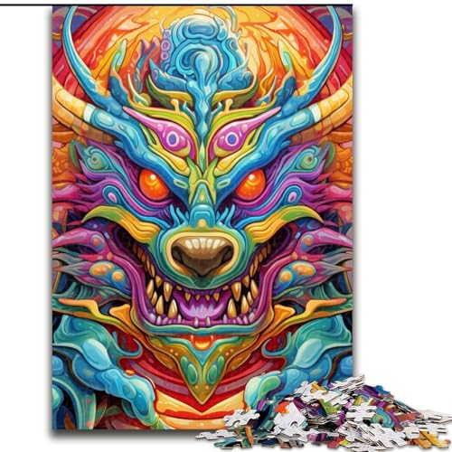 Puzzle 1000 Teile für Erwachsene, Kunst, Fliegende Drachen, Puzzle aus Pappe, geeignet für Geburtstage, Halloween, Thanksgiving, Ostern, 1000 Stück(26x38cm) von LiJianXXE