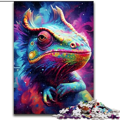 Puzzle 1000 Teile für Erwachsene, Kunst-Chamäleon-Puzzle aus Karton, farbenfrohe Heimdekoration und interaktives Familienspiel, 1000 Teile(26x38cm) von LiJianXXE