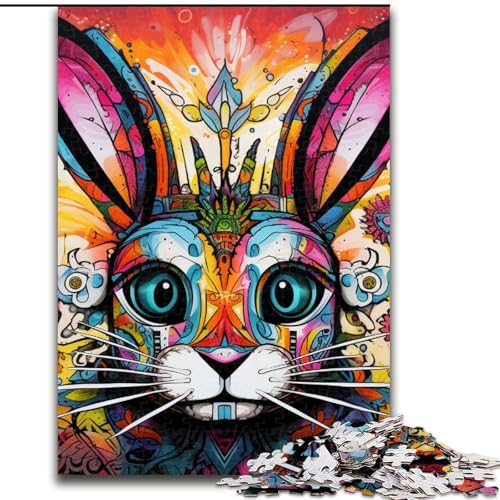 Puzzle 1000 Teile für Erwachsene, Kunst-Kaninchen-Puzzle aus Holz, Geschenk für Männer und Frauen, Alltag und besondere Anlässe, 1000 Teile(50x75cm) von LiJianXXE