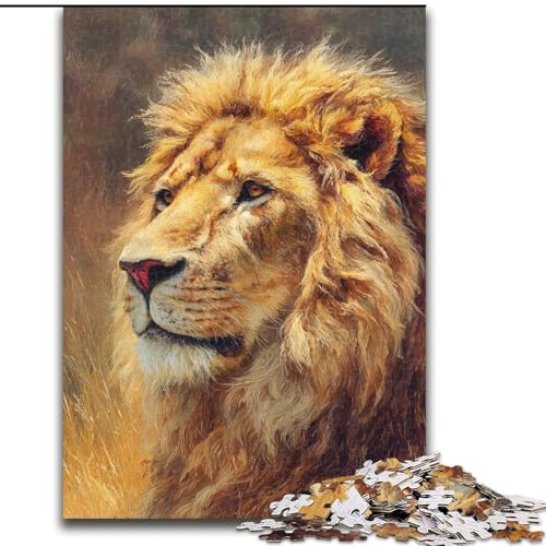 Puzzle 1000 Teile für Erwachsene, Löwe, anspruchsvoll und schwierig mit vollständig ineinandergreifenden, zufällig geformten Teilen (Größe 26x38cm) von LiJianXXE