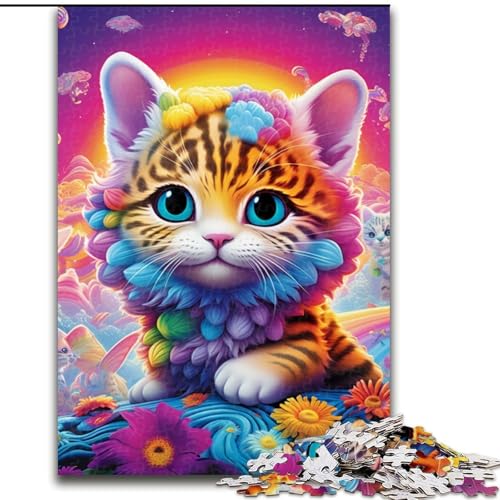 Puzzle 1000 Teile für Erwachsene, Magic Art Cat Puzzles aus Holz, anspruchsvolles Denkspiel für Teenager, Spaß für den Familienspieleabend, 1000 Teile(50x75cm) von LiJianXXE