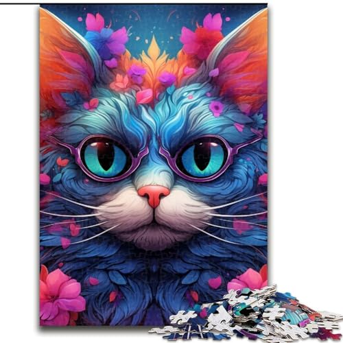 Puzzle 1000 Teile für Erwachsene, Neonbrille, Katze, aus Holz, perfekte Dekoration für Zuhause oder das Büro, 50x75cm, für Geburtstage, Feiertage, Weihnachten, Halloween Puzzle 1000 Teile für Erwachsene, Neonbrille, Katze, aus Holz, perfekte Dekoration für Zuhause oder das Büro, 50x75cm, für Geburtstage, Feiertage, Weihnachten, Halloween von LiJianXXE