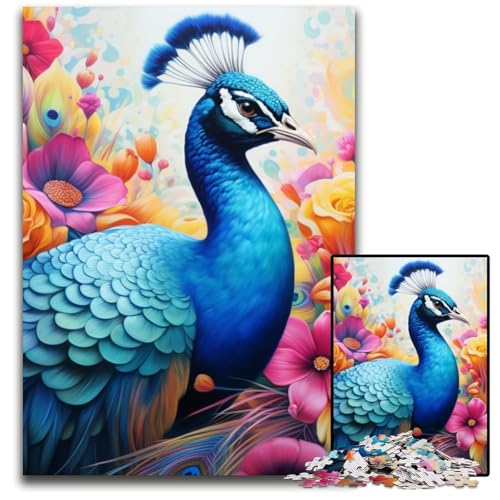 Puzzle 1000 Teile für Erwachsene, Pfau, schwierige Puzzles für Erwachsene, Gehirn-Herausforderung, Geschenk, pädagogische Aktivität für Teenager, 26x38cm/10,23x14,96 Zoll von LiJianXXE