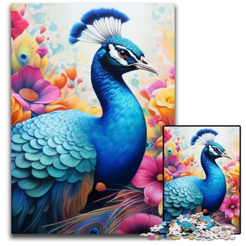 Puzzle 1000 Teile für Erwachsene, Pfauen-Puzzle für Erwachsene, schwieriges Denkspiel für Jugendliche, 50x75cm/19,68x29,52 Zoll von LiJianXXE