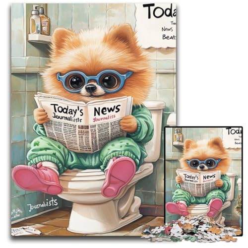 Puzzle 1000 Teile für Erwachsene, Pomeranian Go Toilet, Puzzle für Erwachsene, hochschwieriges Denkspiel für Jugendliche, 50x75cm/19,68x29,52 Zoll von LiJianXXE