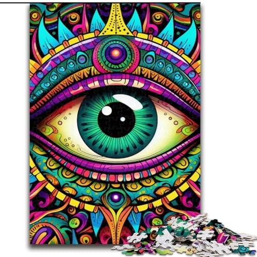 Puzzle 1000 Teile für Erwachsene, Psychedelic Eyes, Puzzle aus Holz, Spielzeug, Geschenk, pädagogisches, intellektuelles, entspannendes Familienspiel, 1000 Teile(50x75cm) von LiJianXXE