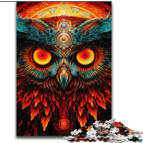 Puzzle 1000 Teile für Erwachsene, Psychedelische Eulen-Puzzles aus Pappe, pädagogische Aktivität zur Verbesserung kognitiver Fähigkeiten, 1000 Stück(26x38cm) von LiJianXXE