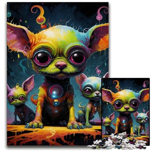 Puzzle 1000 Teile für Erwachsene, Psychedelischer Chihuahua, Puzzles für Erwachsene, Spielgeschenk für Erwachsene, Familieninteraktives Spiel, Gehirnherausforderung, Geschenk, 50x75cm/19,68x29,52 Zoll von LiJianXXE