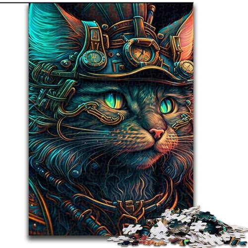 Puzzle 1000 Teile für Erwachsene, Psychedelischer Katzenkrieger, aus Holz, einzigartige DIY-Geschenkidee zur Heimdekoration, 50x75cm, anspruchsvolles Denkspiel – entspannendes Spielzeug für Teenager von LiJianXXE