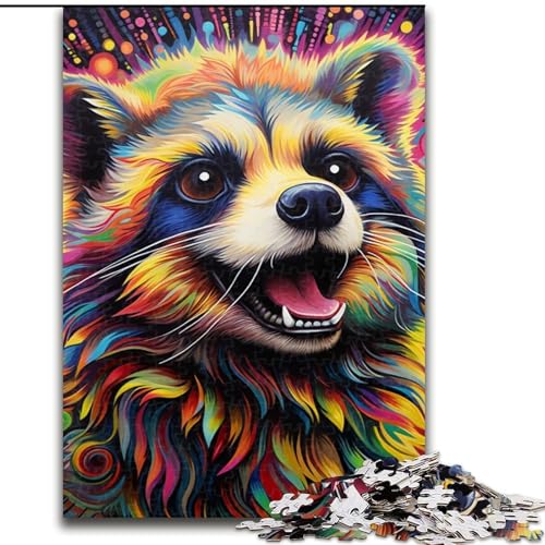 Puzzle 1000 Teile für Erwachsene, Psychedelischer Tierwaschbär aus Holz, perfekte Heim- oder Bürodekoration, 50x75cm, für Geburtstage, Feiertage, Weihnachten, Halloween Puzzle 1000 Teile für Erwachsene, Psychedelischer Tierwaschbär aus Holz, perfekte Heim- oder Bürodekoration, 50x75cm, für Geburtstage, Feiertage, Weihnachten, Halloween von LiJianXXE