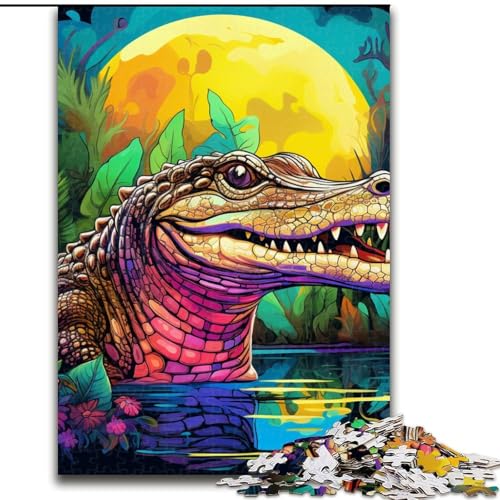 Puzzle 1000 Teile für Erwachsene, Psychedelisches Nilkrokodil-Puzzle aus Pappe, anspruchsvolles Denkspiel für Teenager, Spaß für den Familienspieleabend, 1000 Teile(26x38cm) von LiJianXXE