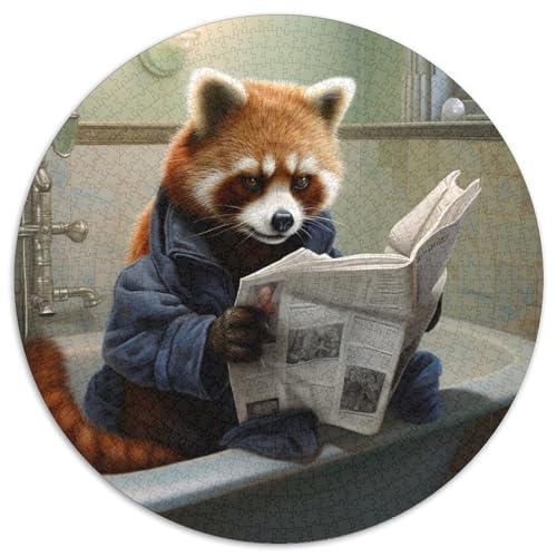 Puzzle 1000 Teile für Erwachsene, Roter Panda liest Zeitung, 1000-teiliges rundes Puzzle, Schwierigkeitsgrad: Anfänger, ideal als Geburtstags, 67,5 x 67,5 cm Puzzle 1000 Teile für Erwachsene, Roter Panda liest Zeitung, 1000-teiliges rundes Puzzle, Schwierigkeitsgrad: Anfänger, ideal als Geburtstags, 67,5 x 67,5 cm von LiJianXXE